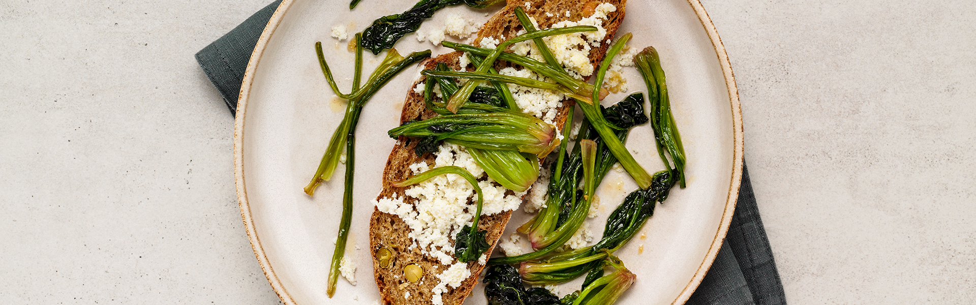 Caramelized Spinach Root and Leftover Cheese Tartine